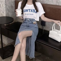KORELAN 하이웨이스트 옆트임 데님 스커트 여름