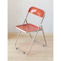 Zhuif 예쁜 투명 접이식 의자 실내 실외 휴대용 의자, 레드, 1개