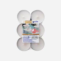엘캔들 [독일 muller-KERZEN] 8h 맥시 무향 화이트 티라이트 캔들 양초 12개입, 1팩