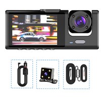 블랙박스 가성비택시 Uber 자동차 DVR 1080P 후면 카메라 3 대시 캠 720P 전면 및 내부 GPS 차량 블랙 박, 04 DVR Full Set_01 None