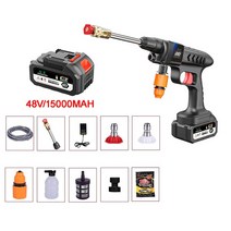 무선 휴대용 고압세척기 가정용 고압 워터건 24V/48V 15000mAh 리튬 배터리 세차건 세차기 차량 세차용 물총, [02] 48V 15000mAh, 48V 15000mAh