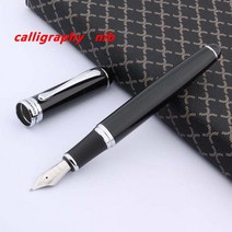 Jinhao-750 블랙 옻칠 실버 트림 붓 캘리그라피 펜촉 만년필 문구 사무 용품 고급 품질, 01 A1