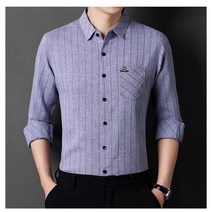 DFMEI 남자 긴팔 면 린넨 데미지 비즈니스 셔츠