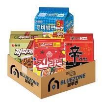 오뚜기 농심 팔도 봉지라면 4종 세트 (신라면5P + 진라면매운맛5P + 짜파게티5P+ 팔도비빔면5P), 1세트