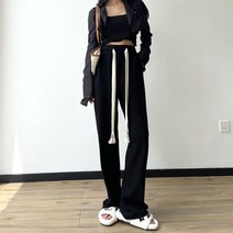 바지 175 키 큰 여자 착용 기품 170 플러스 긴 루즈한 니트 산책 바지 캐주얼 와이드 팬츠