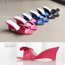 [바닐라슈] 뉴 퀘리브 리본 웨지 뮬 슬리퍼(6cm)