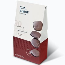미국직구 Verse Coffee 다크 초콜릿 사각형 개별 포장 저설탕 비건 글루텐 프리 케토 자연유래 & 공정무역 코코아 90% 카카오 4.23온스 박스(커피 1박스), 수량, 상세참조
