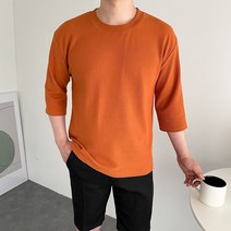 12컬러 구김없는 여름 오버핏 스판 무지 7부 반팔티셔츠