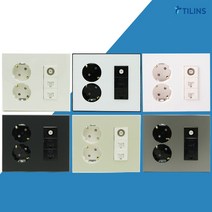 클린 틸인스 통합수구 콘센트2구+8P 2구+CATV 2방 (2개용), Ti2매트_화이트/스노우