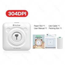 출력 PeriPage A6 304 인치 당 점 미니 휴대용 블루투스 프린터 포켓 열 인쇄 USB 연결, [01] 304dpi White Printer