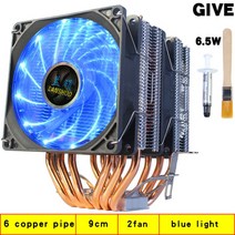 쿨링팬 LED RGB 케이스 쿨러 LGA X79 X99 Cpu 인텔 Amd 프로세서 방열판 6 히트 파이프 90mm 3 핀 팬 라디에이터 냉각 775 1155 1366 Am3 A, [06] 1 FAN, [02] 3PIN (LGA X79 X99)