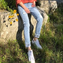 애프터제이 컷팅 롤업 찢청바지