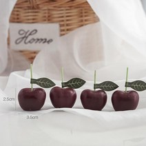 4 개/대 체리 양초 크리 에이 티브 장식 간장 왁스 아로마 테라피 소품 홈 향기로운, [02] Dark Red
