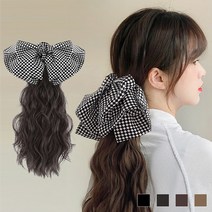★쭈니파파몰★ 체커헤어핀 분리형 집게가발 SD-221191, 진갈색