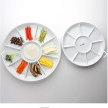 고백자 구절판 나눔접시 원형 월남쌈 도자기 분할 9칸 안주 반찬 찬기 그릇 접시, 대(30.6cm), 1개