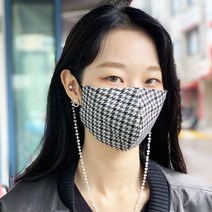 노팅힐샵 하운드체크 모직 귀조절 마스크 필터교체형 면100% 체크패턴