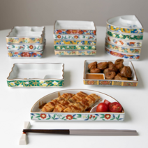 야마고 전사 나눔 회접시, 직사각, 화이트