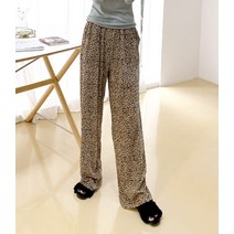 [BU] 호피 레오파드 와이드 스판 밴딩 팬츠 바지