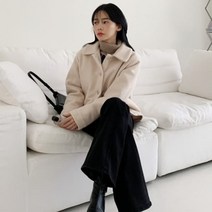 여성 겨울 로렌드 카라 버튼 자켓 재킷 점퍼 아우터
