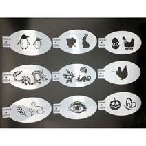 페이스 페인팅 스텐실 프로 바디 아트 템플릿 도트 물고기 비늘 레오파드 프린트 천사 레인보우 프라스티스 메이크업 9 pcs 14*7.5cm, [01] 9 pcs of D series