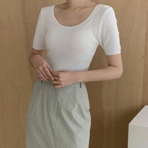 [나인] (T-6140)데일리 슬림 스쿱넥 니트