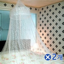 꽃무늬 커튼모기장 침대캐노피-화이트x2개 공주레이스, 본상품