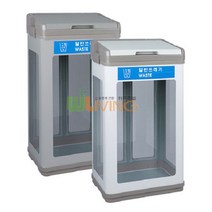 [위드리빙] 스틸분리휴지통투명 일반형/페달X 뚜껑O WL-2691, 상세설명 참조, 실버