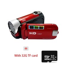 디지털 카메라 캠코더 720p 풀 hd 16mp dv 캠코더 vlog 캠 비디오 270, 빨간색과 32g 카드, 에게