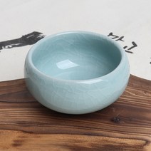 고급 분청 둥근 균열 찻잔 (스카이블루)