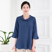 모슬린 엄마옷 튤립소매 반오픈 블라우스 EBL106166 마담 미시옷 중년여성의류 빅사이즈 50대 60대여성옷