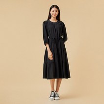 JAJU/자주 여 체크 플레어 원피스_블랙