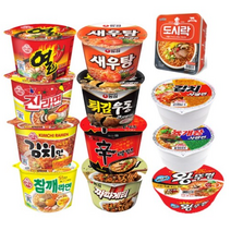 컵라면12종_신라면큰컵+새우탕큰컵+튀김우동큰컵+짜파게티큰컵+열큰컵+김치큰컵+참깨큰컵+진라면큰컵+김치사발면+육개장사발면+미니왕뚜껑+도시락, 컵라면12종