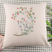 베개 diy 소파 쿠션 만들기 재료 패키지 정신 수양, 파란색 화분 베개 [자수스트레치/베개심 없음]