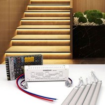 KOMIGAN 지능형 모션 센서 LED 계단 조명 키트 10개 알루미늄 라이트 바, 웜 화이트 3000k, 16팩