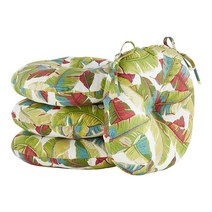 South Pine Porch 38.1cm15인치 원형 비스트로 의자 쿠션 4개 세트 야자수 잎 멀티 591362, Palm Leaves Multi