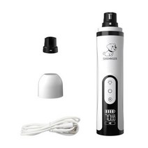 애견 미용기 이발기 전기 애완동물 네일 연마기 LED 조명 고양이 개 손톱깎이 USB 충전식 발 커터 그루밍 트리머, WHITE