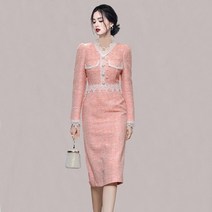 트위드원피스 트위드 셋업 자켓 핑크 원피스맛집 하객룩 2월 3월 린 여름 결혼식하객룩 투피스 롱 겨울 롱자켓 상견례옷차림 웨딩촬영