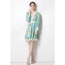 네이워에스엔 여자 여름 긴소매 꽃무늬 플라워 버킹스 오피스 하객룩 원피스