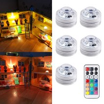 LED 간접조명 미니Mini 무드등 수면등 감성 캐핑전구 취침등 어항등 무선 인테리어 피규어 실바니안 장식장 조명 3cm 5개1세트(리모컨 포함)