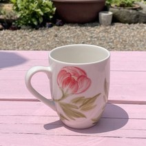 한국 예쁜 핸드메이드 홈카페 도자기 머그컵 붉은 꽃무늬 북유럽 감성 커피 머그잔 선물, 붉은 꽃무늬 머그잔1p