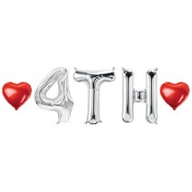 4TH 숫자 알파벳 하트 풍선 세트, 05.실버 4TH