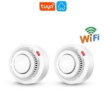 화재 경보기 연기 감지기 수신기 Tuya 와이파이 알람 스마트 홈 흡연 센서 라이프 주거 보안 보호 시스템 소방관, 2PCS