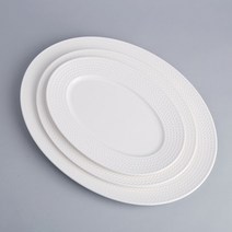 빗살 타원 접시 소(29x20cm) 서빙디쉬 타원플레이트 케이터링 파티그릇