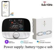 가스 보일러 무선 온도조절기 RF433 와이파이 투야 스마트 온도 컨트롤러 리시버 습도 센서 알렉사 구글 얀덱스, Wi-Fi White