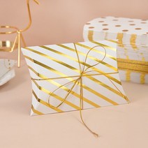 옥수수완충제 종이완충제 친환경포장지 10/20Pcs 베개 사탕 상자 황금 도트 스트라이프 크래프트 종이 선물, 04 Style3_01 10pcs
