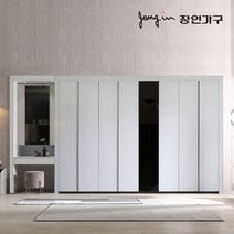 장인가구 단테 모던 미러 화장대 파우더 붙박이장 10cm, 화이트/브론즈