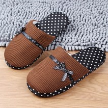 도트 리본 초코브라운 실내화 산후조리원 쿠션슬리퍼 덧버선 거실화 층간소음