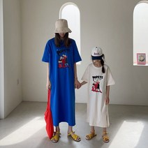 뽀빠이 원피스 아이랑 엄마랑 커플룩 아동 여성 여름 반팔 홈룩 캠핑룩