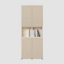 한샘 샘 책장 5단 80cm 모던형 시공 (컬러 택1), 크림화이트_책장/패턴베이지_도어(B)