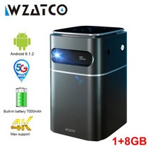 미니 프로젝터 홈시어터 홈시네마 가정용 캠핑장 WZATCO A8 DLP 9.1 5G WiFi 지원 LED 홈 시어터 HD-in Proyector, 협동사, 8G